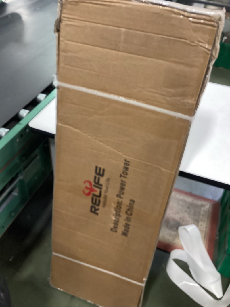 Condition photo showing New/Like New for RELIFE REBUILD YOUR LIFE Power Tower Pull Up Bar Station Workout Dip Station for Home Gym Strength Training Fitness Equipment RED