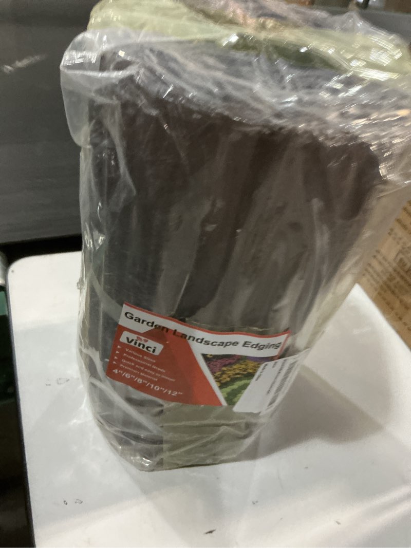 Condition photo showing New/Like New for vinci garden landscape edging border, 12 inch x 20 ft corrugated sturdy metal easy installation safe hemmed lawn garden border edges for diy flower beds, pathways and patio design (brown) brown 12 inch x 20 ft