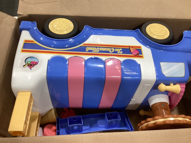 Condition photo showing Good Condition for waddle ice cream toy truck for kids - ride on toddlers toys 1-3, playset includes 4 scoops ice cream, 4 toppings, 2 popsicles, 1 bowl, 1 cone, 1 scoop, indoor, outdoor toddler toys, up to 44 lbs. ice cream truck