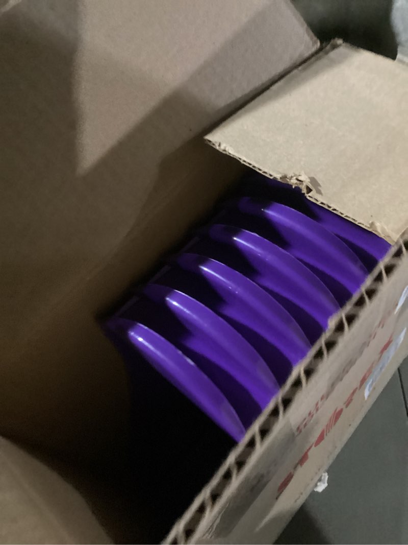 Condition photo showing As Is for Storex Large Plastic Book and Magazine Bin  Purple  6-Pack