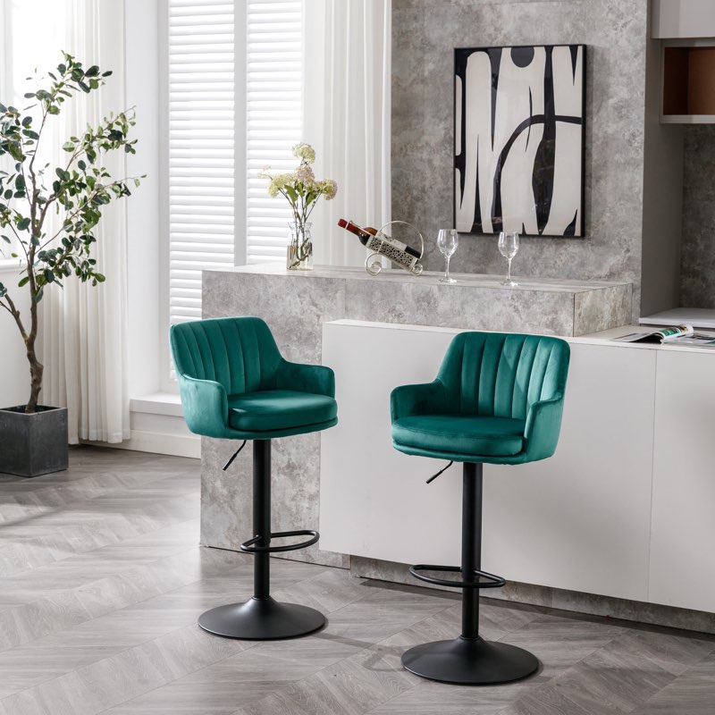 Bar Stools Set Of 2 Adjustable Barstools With Back And Footrest, 