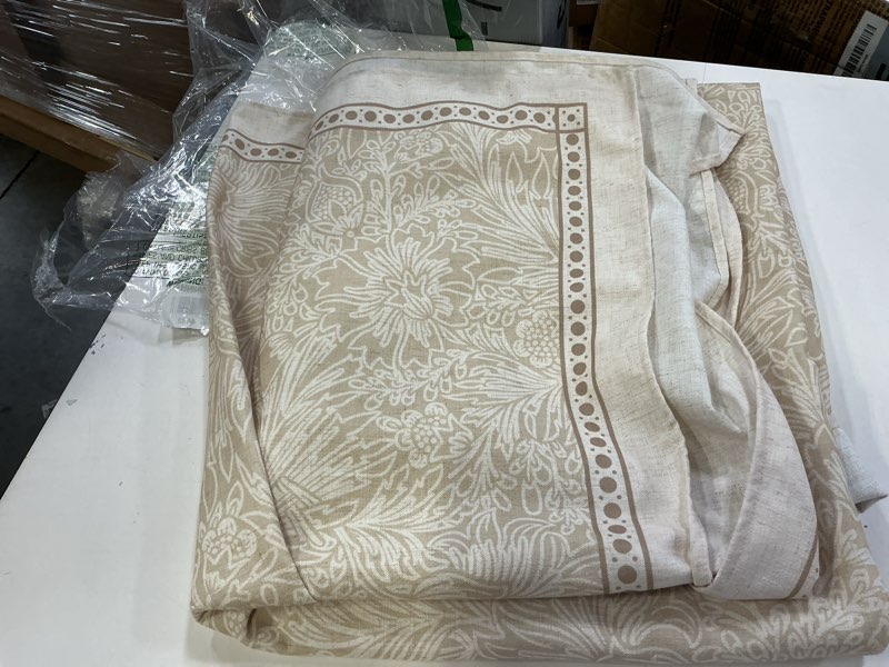 Condition photo showing Good Condition for French Linen Tablecloth Rectangular, Vintage Floral Beige Table Cloth, Waterproof Table Cover for Picnic Dining Party Wedding Christmas, Ivory Beige, 55x71'' Ivory Beige 71" x 55" (Rectangular)