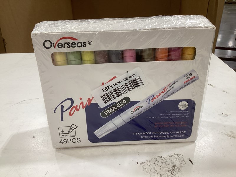 Condition photo showing New/Like New for overseas paint marker pens - 48 colors permanent oil based markers, medium tip, quick dry and waterproof assorted color paint pen for metal, wood, plastic, rock, stone, canvas, glass, ceramics 1 count (pack of 48)