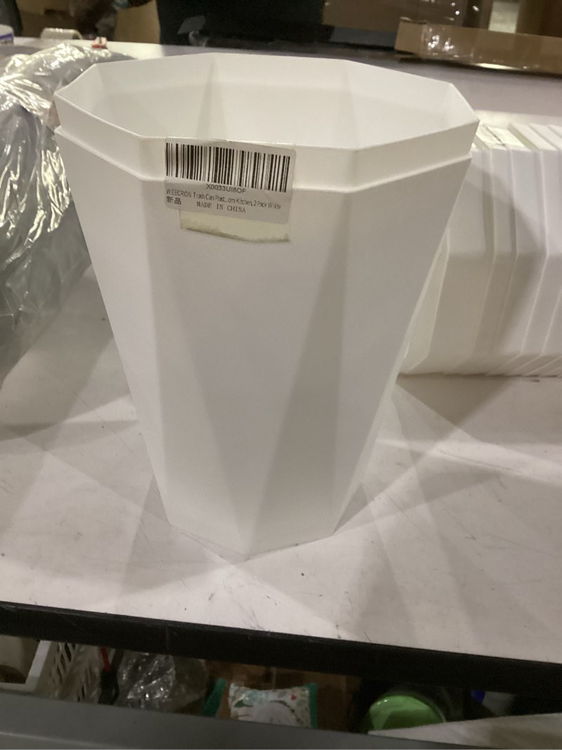 Condition photo showing Good Condition for bathroom trash can 1.8 gallon small waste basket plastic plastic garbage can for dorm office bedroom kitchen, 2 pack white white 2 pack