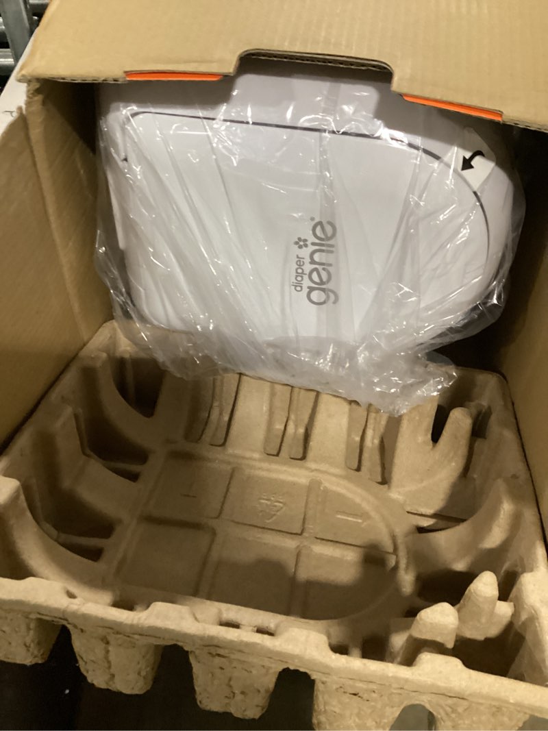 Condition photo showing Good Condition for Diaper Genie Platinum Pail (Lily White) is Made in Durable Stainless Steel and Includes 1 Easy Roll Refill with 18 Bags That can Last up to 5 Months.