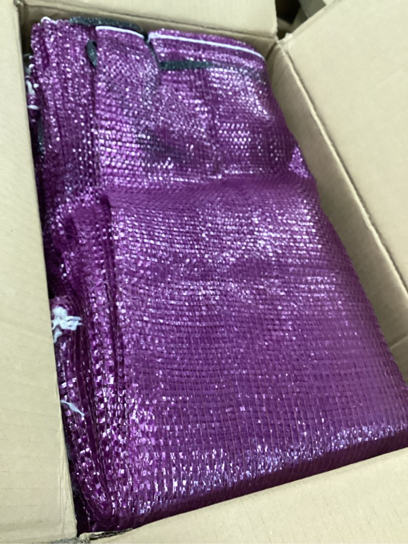 Condition photo showing As Is for Mesh Firewood Bags 22"×24" 150 Per Pack Crawfish Sacks, Firewood Bags for Selling, Onion Bag Storage Potato Sacks Mesh Wood Bag Bulk (Pack of 150) 22 x 24 Inch Pack of 150 Purple
