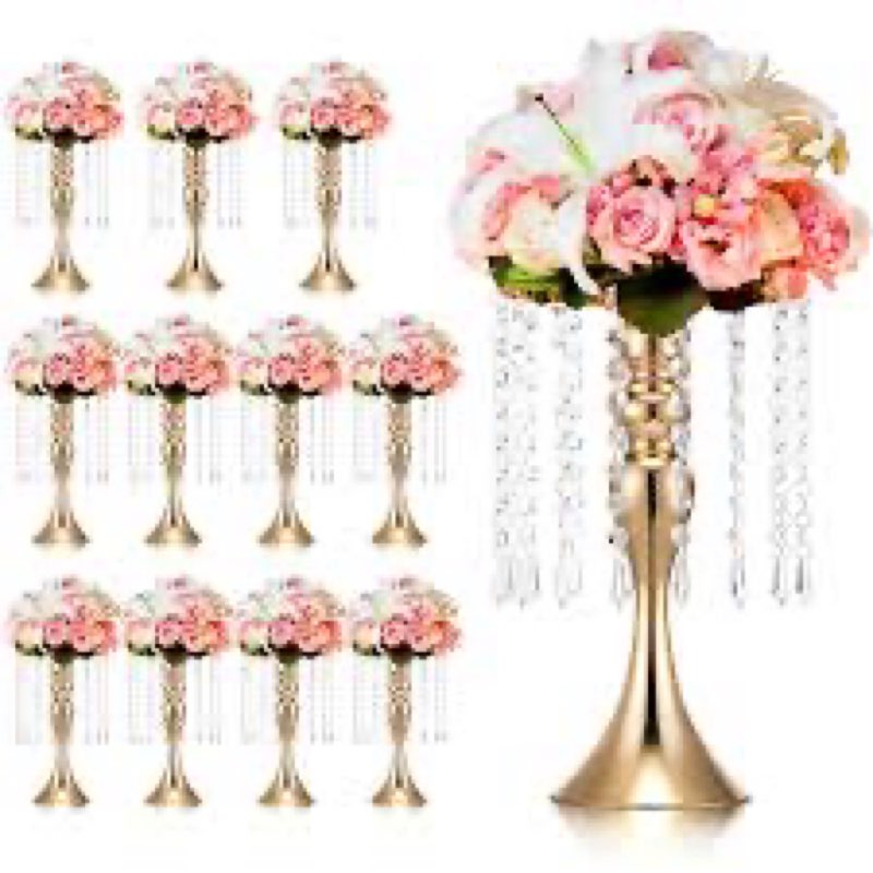 Unittype 20 Pcs Wedding Centerpieces for Tables 13 Inch Tall, Crystal Flower Stand Floral Vases for 