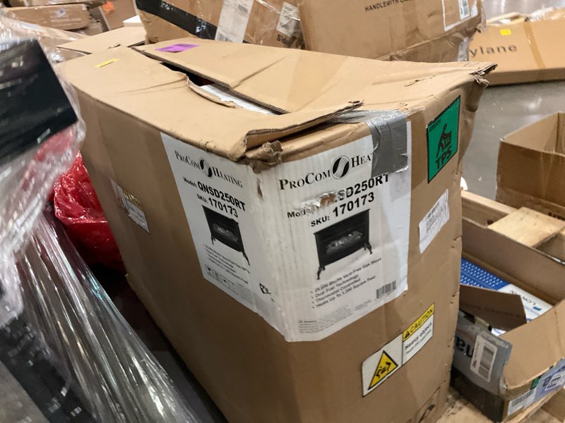 Condition photo showing As Is for ProCom QNSD250RT Vent Free Dual Fuel Stove, Freestanding Fireplace and Indoor Space Heater, Use with Natural Gas or Liquid Propane, Remote Control, Heats up to 1,100 Square Feet, 25,000 BTU