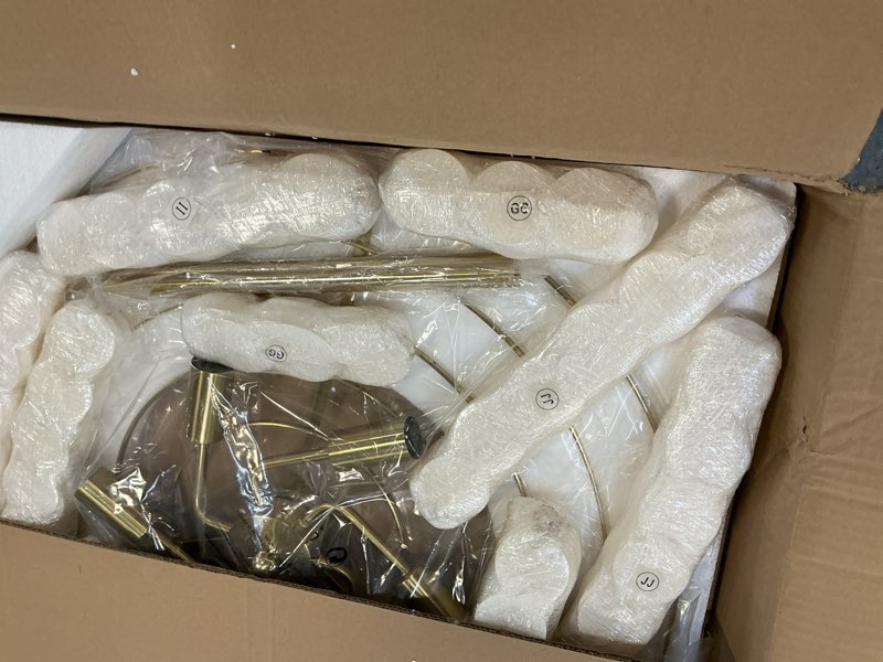 Condition photo showing Good Condition for Wellmet Coastal Capiz Shell Chandelier, 7 Lights Beach Light Fixture, Sea Shell Pendant Lighting for Dining Room, Modern Gold Ceiling Light for Kitchen Island, 24" Dia