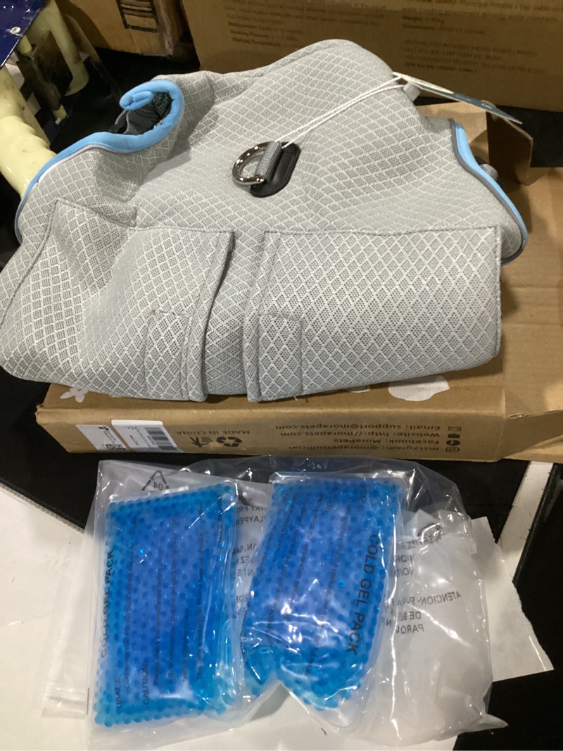 Condition photo showing New/Like New for mora pets cooling vest for dogs with ice pack evaporation cooling fully adjustable dog harness fit small medium large dogs light blue l