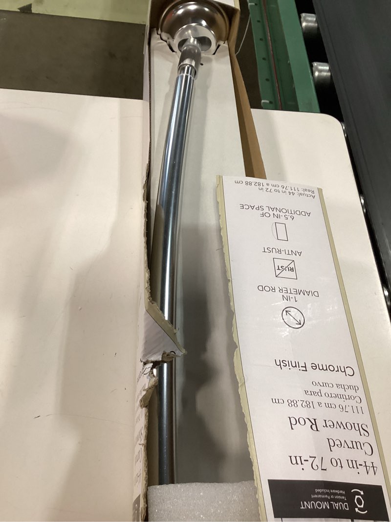Condition photo showing New/Like New for allen + roth 44-in to 72-in chrome fixed or tension single curve adjustable shower curtain rod