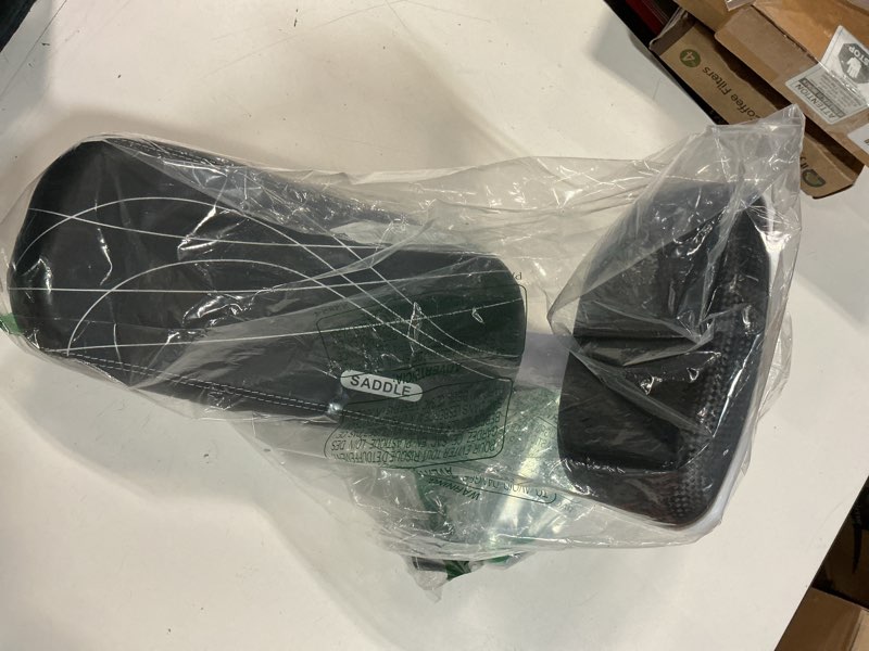 Condition photo showing New/Like New for bike child seat kit, included bike rear seat cushion with safety cycling backrest + backseat armrest handrail + foldable hidden bicycle footrests + universal handlebar bell + installing tools 00 black