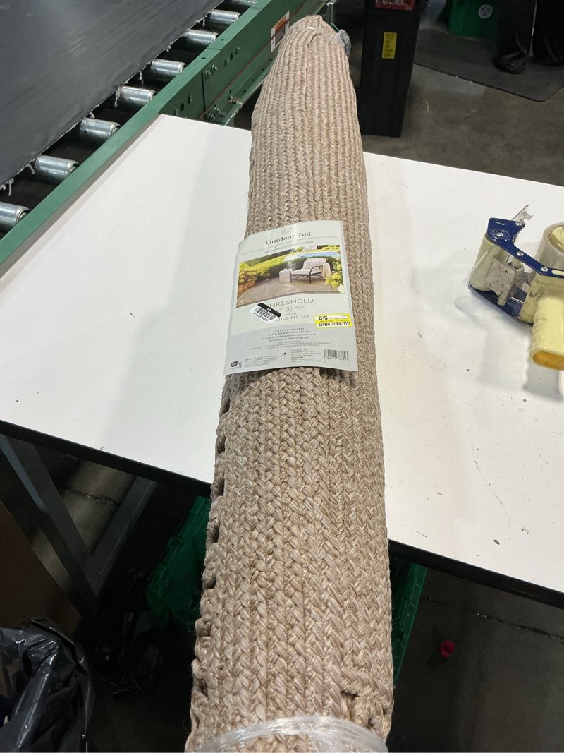 Condition photo showing New/Like New for 5'x7' open weave braided outdoor patio area rug tan - threshold™ designed with studio mcgee