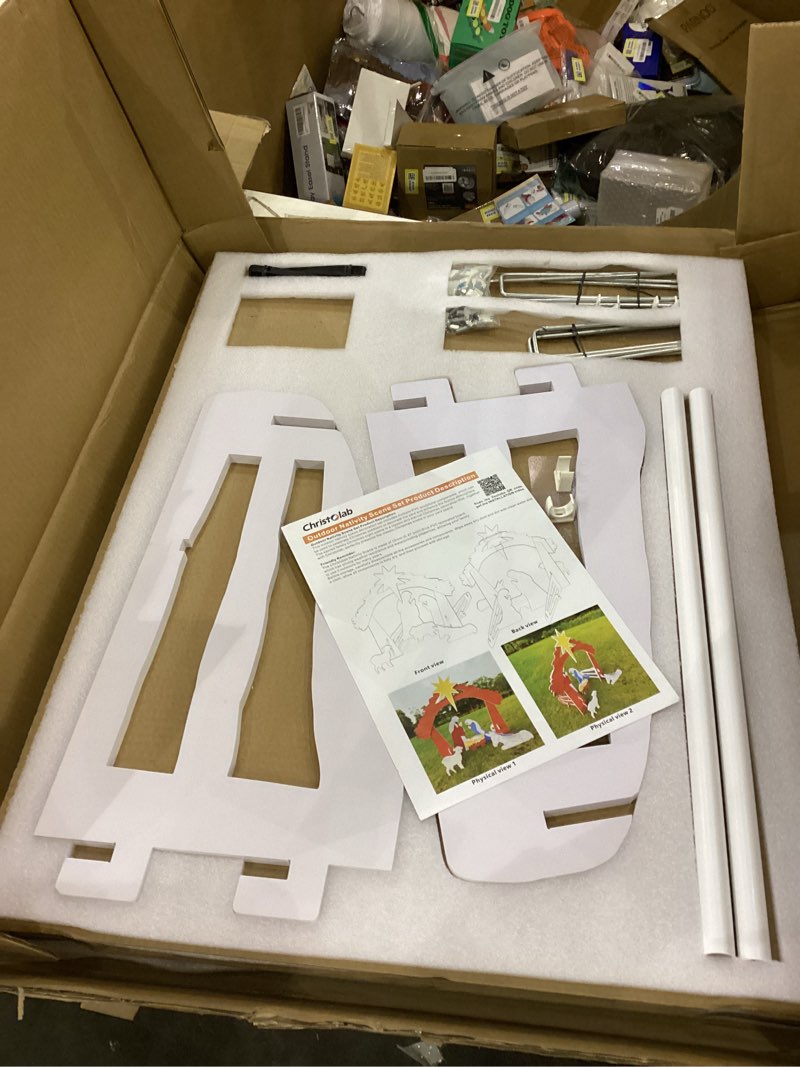 Condition photo showing New/Like New for Outdoor Nativity Scene for Christmas Decorations, 4ft Weather Resistant PVC Nativity Set, Outdoor Large Christmas Decorations for Lawn, Front Yard & Church White