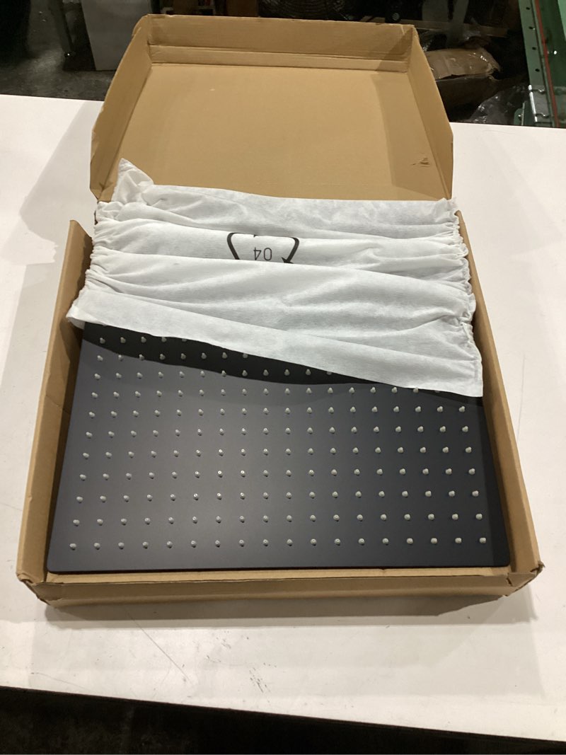 Condition photo showing New/Like New for hibbent all metal rain shower head, high pressure 16 inch large rainfall showerhead, stainless steel square bathroom shower head with adjustable brass ball joint, ultra thin, matte black