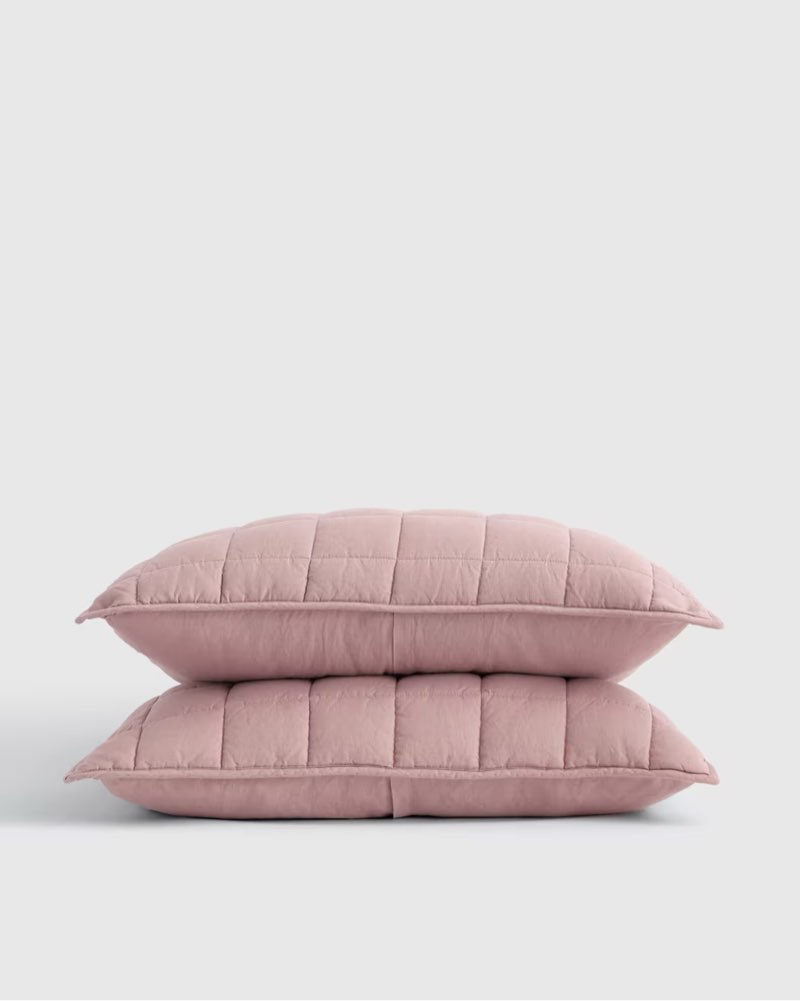 european linen box quilted sham set color: dusty mauve size: king 