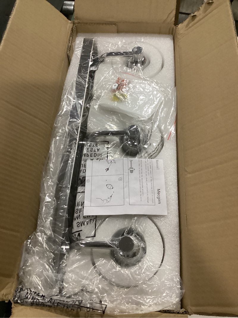 Condition photo showing Good Condition for mecgirn stainless steel milk glass vanity lights for bathroom, 3 light polished chrome bathroom light fixtures over mirror, ceramic e26 sockets wall mounted polished chrome 3 light