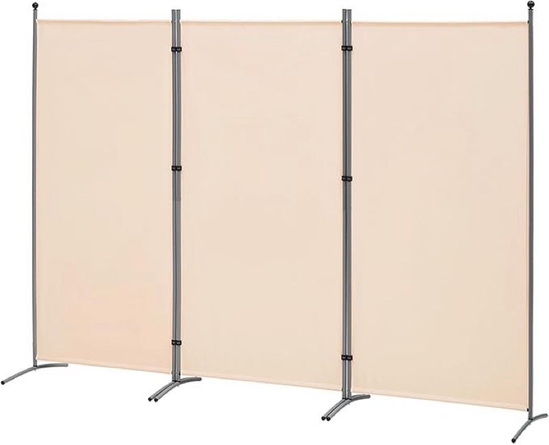 Spurgehom 3 Panel Room Divider Folding Partition Privacy Screens, Freestanding Fabric Room Panel Portable Room Partition Wall Dividers for Home Office Restaurant, 102" W X 71" H (Beige)