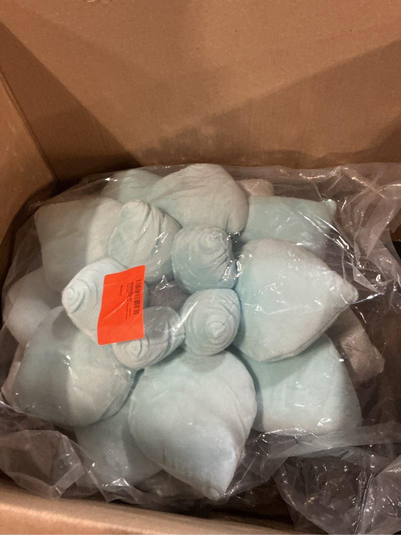 Condition photo showing New/Like New for green philosophy co. poinsettia pillow - frost blue