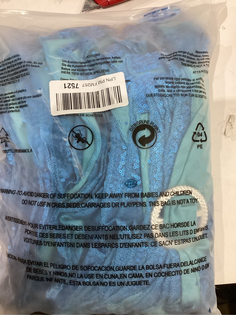 Condition photo showing As Is for 50 PCS Stretch Sequin Chair Sashes Chair Stretchy Spandex Bands for Wedding Reception Events Banquets Chairs Decoration (Turquoise) Turquoise 50