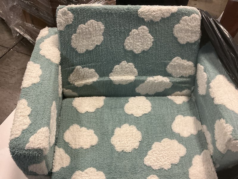 Condition photo showing As Is for ALIMORDEN Kids 2-in-1 Flip Out Ultra-Soft Snuggle Foam Filled Chair, Blue Armchair Blue
