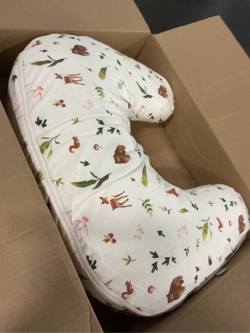 Condition photo showing item condition for Boppy Nursing Pillow - Firm, Ergonomic U-Shaped Bottle and Breastfeeding Pillow with High Lift for Comfort and Support, Spacious Surface - Neutral Plants and Animals New Nursing Pillow Neutral Plants and Animals