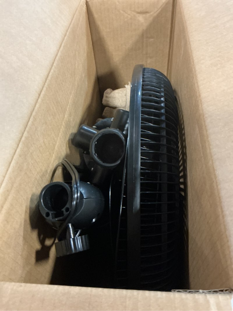 Condition photo showing As Is for Comfort Zone 16-Inch Oscillating Pedestal Fan, 3-Speed High-Velocity Cooling, Adjustable Height & Tilt, Quad-Pod Folding Base, Black – ETL Listed Black 16"