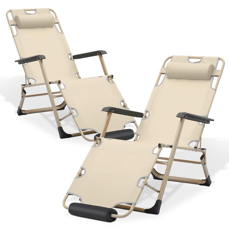 Zero Outdoor Lounge Chair Set of 2, 26" Width Reclining Pool Lounge Lawn Chair