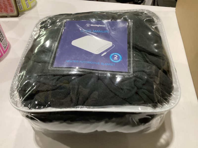 Condition photo showing New/Like New for westinghouse heated car blanket, 12-volt electric blanket for car, truck, suv, rv, portable heated throw for camping, charcoal, 59" x 43” ordinary model charcoal