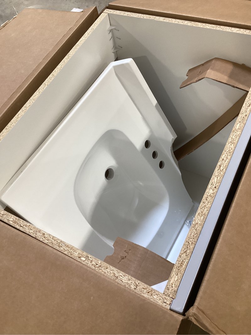Condition photo showing Good Condition for project source dover 24-in light gray single sink bathroom vanity with white cultured marble top
