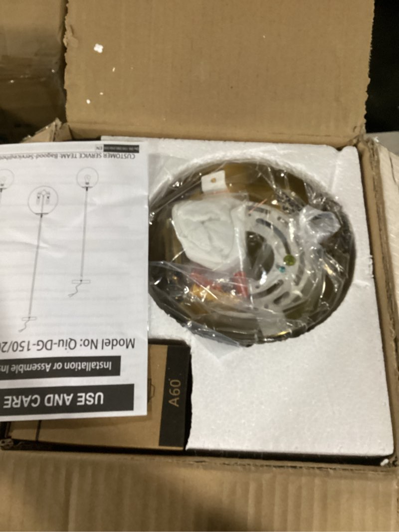 Condition photo showing Good Condition for 8" Globe Pendant Light Gold Mid Century Modern Light Fixture Globe Pendant Lights Kitchen Island Milk Glass Pendant Light Brushed Brass Finished with Milk Glass Lampshade for Dining Room Opal & Brass 8 Inch