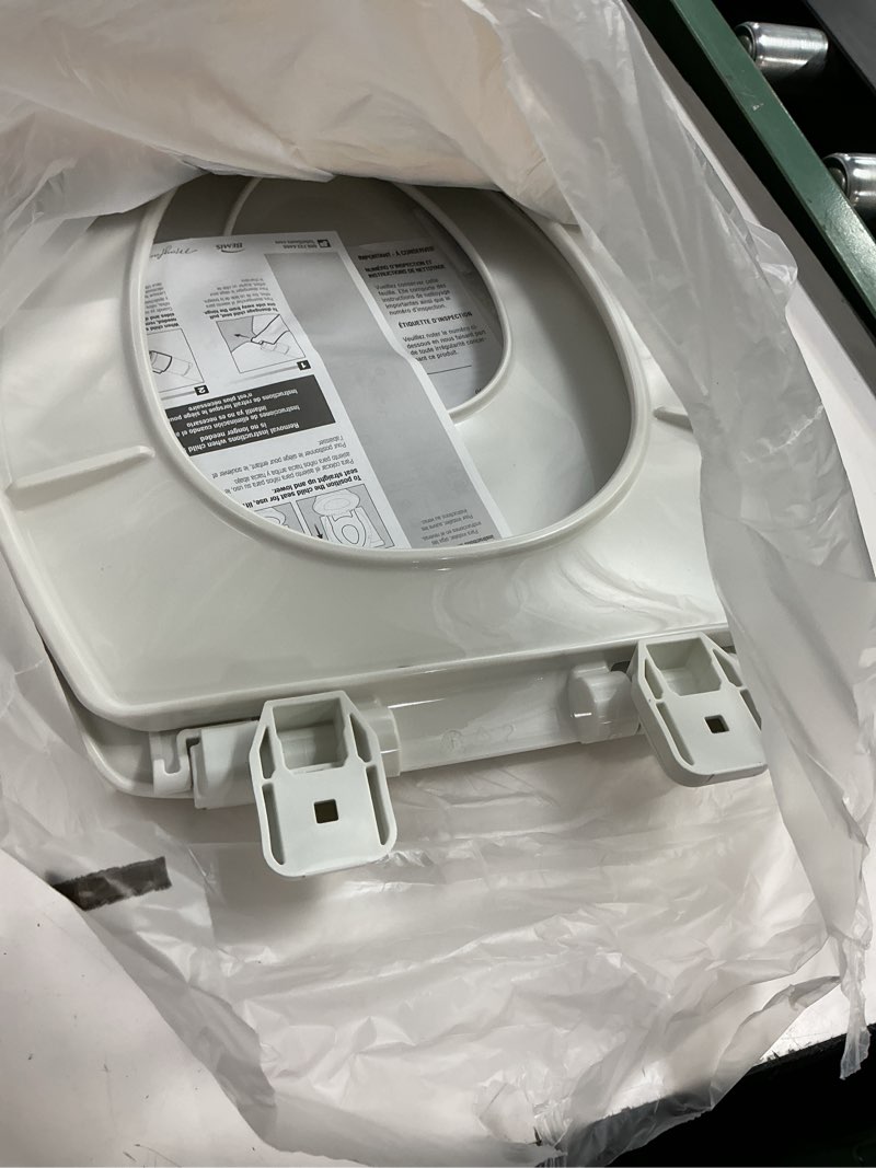 Condition photo showing Good Condition for mayfair cassel slow close toilet seat, easy clean non slip premium wood seat, easy install, made in 