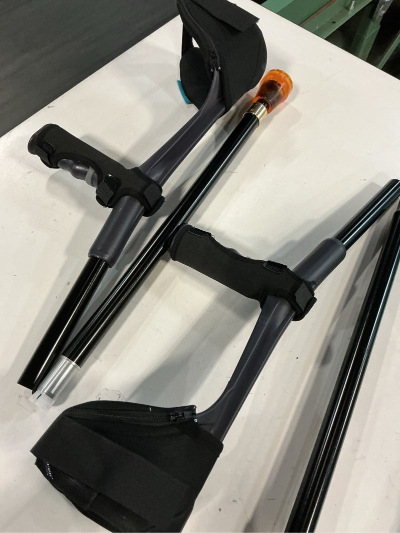 Condition photo showing As Is for (Similar)Forearm Crutch for Adults(x1 Unit), Forearm Crutch with Cuffs, Anti-Drop, Crutch for Walking, Forearm Crutch Lightweight Adjustable, Aluminum Forearm Crutch, Black Crutch (Single Black)