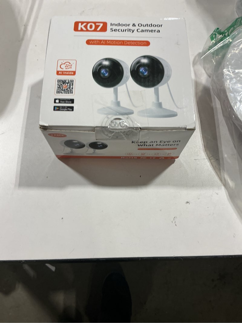 Condition photo showing Good Condition for 2k cameras for home security, 5g & 2.4g wifi security camera indoor outdoor for baby pet dog cat nanny, 2-way audio, color night vision, siren, 24/7 local recording, ip65, work with alexa, k07-2p 2 pack white