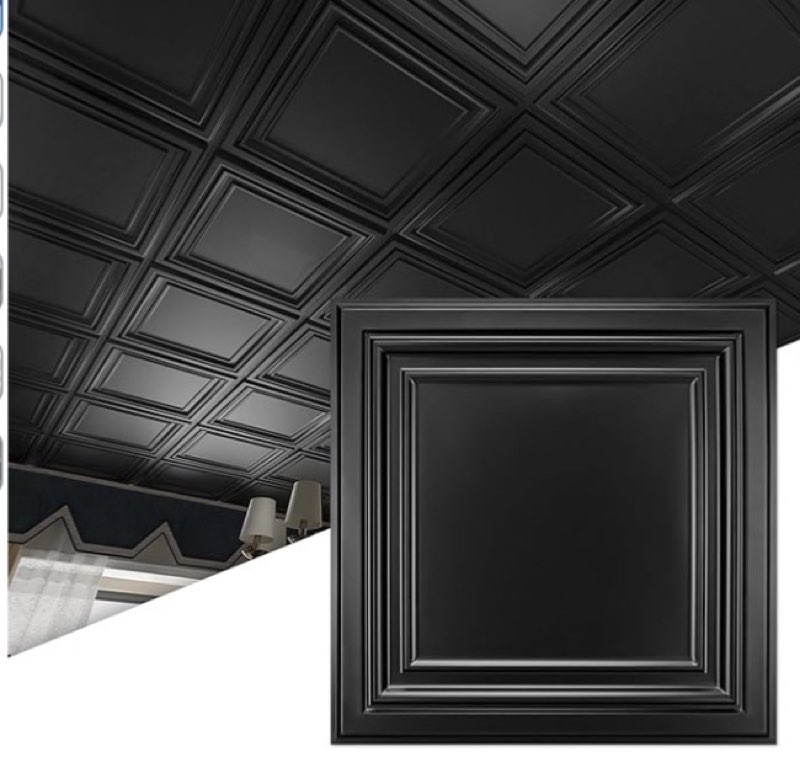 Art3d 12-Pack PVC Drop Ceiling Tiles (48 Sq.Ft), 24"x24" Decorative Panels for Home and Office, 2ft 