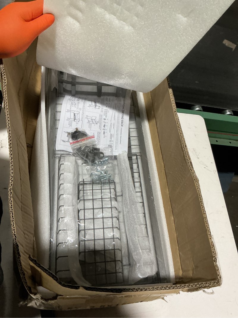 Condition photo showing New/Like New for over the sink dish drainer drying rack 3 tier over sink dish rack for a tidy kitchen sink shelf organized space-saving dish rack with cover for dishes, glasses, bowls, and cutlery matte gray
