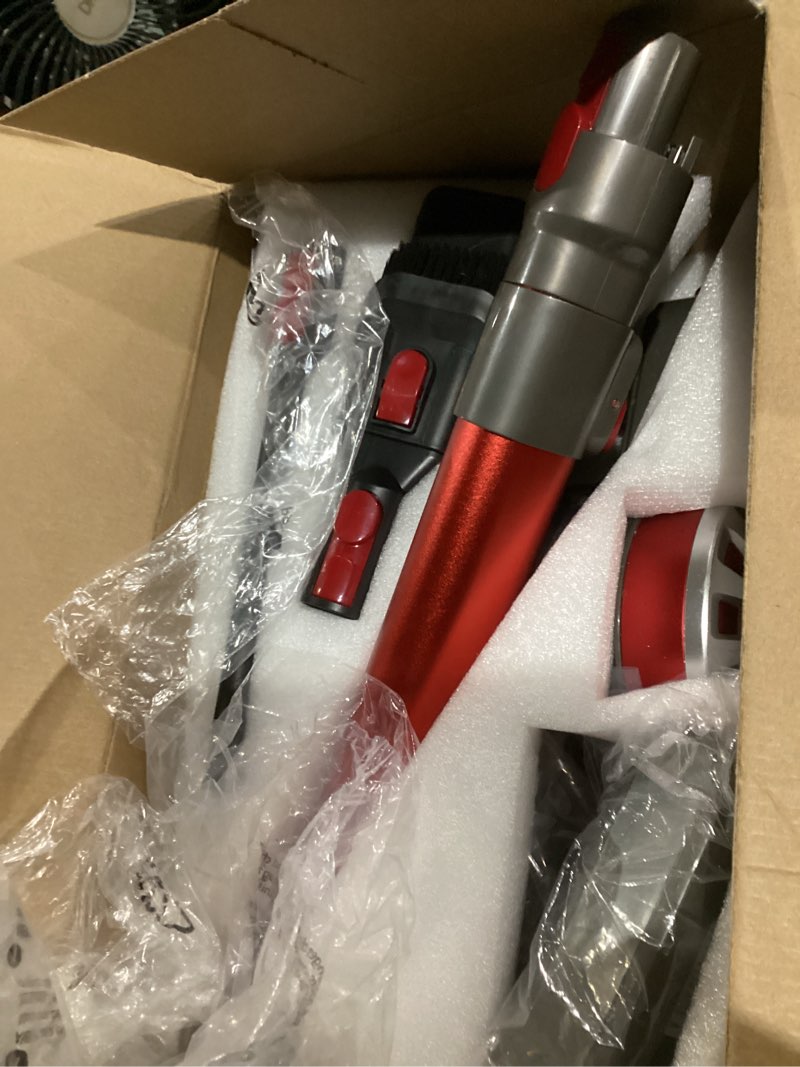 Condition photo showing As Is for Cordless Vacuum Cleaner for Home, Lightweight Stick Vacuum Cordless Rechargeable with Power Suction, Up to 35 Mins Runtime, Hardwood Floor Vacuum for Pet Hair, Carpets, Tile(Red)