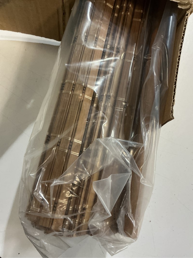 Condition photo showing Good Condition for lazblinds no tools no drill cordless bamboo roman shades, light filtering window treatment, roll up bamboo blinds for window 29'' w x 64'' h, brown brown206 29'' w x 64'' h