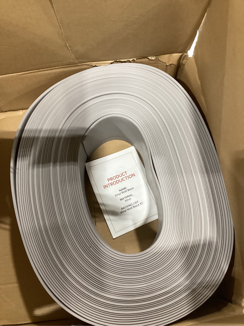 Condition photo showing Good Condition for Flexible Baseboard Molding Trim 4" x 100 ft, Self-Adhesive Vinyl Wall Base Cove Base, Peel and Stick Rubber Wall Base Molding Trim - Gray 4in x 100ft Gray