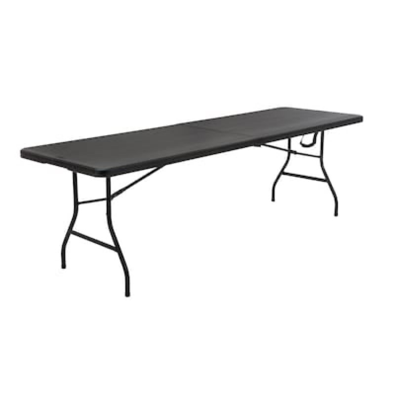 Cosco 2.6-ft x 8-ft Indoor or outdoor Rectangle Resin Black Folding banquet table 8 -Person