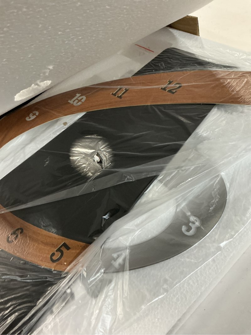 Condition photo showing Good Condition for modern large decorative wall clock?20 inch black silent non-ticking nordic metal wall clocks for living room home kitchen bedroom cafes office staircase?arabic numerals quartz clock((40x50cm) 15.7x19.7in(40x50cm)