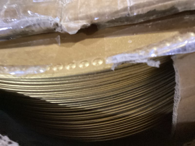 Condition photo showing As Is for Dandat 50 Pack 13 Inch Plastic Round Dinner Plates with Beaded Rim - Reusable Charger Service Plates for Wedding Party Dinner Table Decoration (Gold)