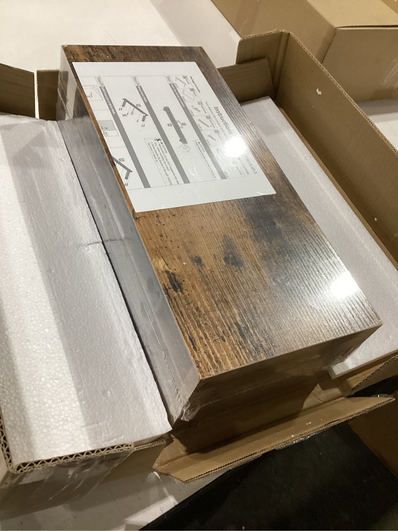 Condition photo showing New/Like New for qeeig floating shelves for wall bathroom shelf bedroom kitchen living room hanging book shelves small farmhouse decor 16 inch set of 3, rustic brown (015-bn3) 3pcs a. brown