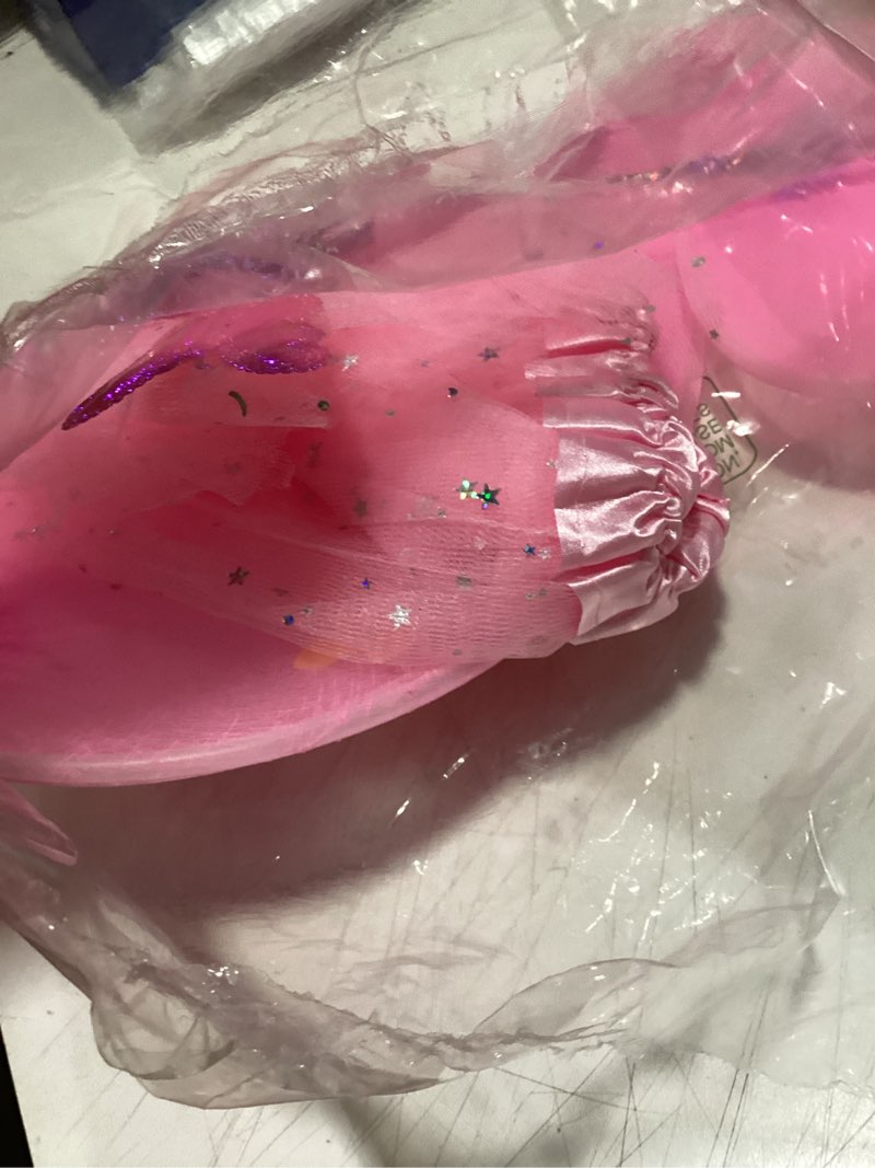Condition photo showing Good Condition for girls led light up angel wings kids butterfly wings costume 4pcs sets one size fit for 3-11year pink