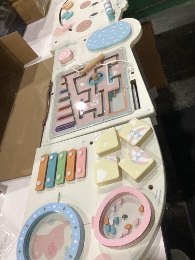 Condition photo showing Good Condition for damaged robud elephant montessori busy board, 12-in-1 activity wall busy board, montessori sensory wall panel for boys & girls, toddler learning activity center for playroom, nursery, beige