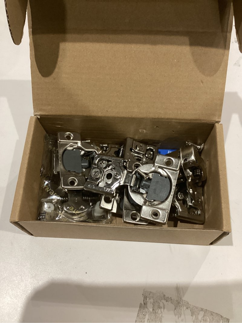 Condition photo showing As Is for Ravinte 6 Pack 3 Pairs 1/2 inch Overlay Soft Close Hinges for Kitchen Cabinet Hinges Satin Nickel Hidden Hinges Stainless Steel Concealed Hinge self Closing 6 1/2 inch Overlay