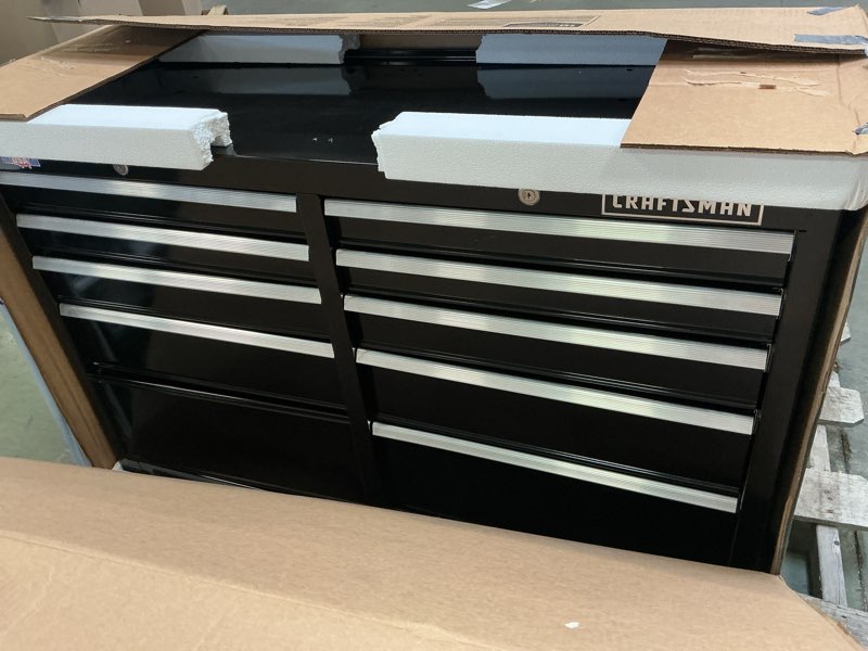 Condition photo showing As Is for Craftsman S2000 52 in. 10 drawer Steel Rolling Tool Cabinet 32.4 in. H X 19 in. D