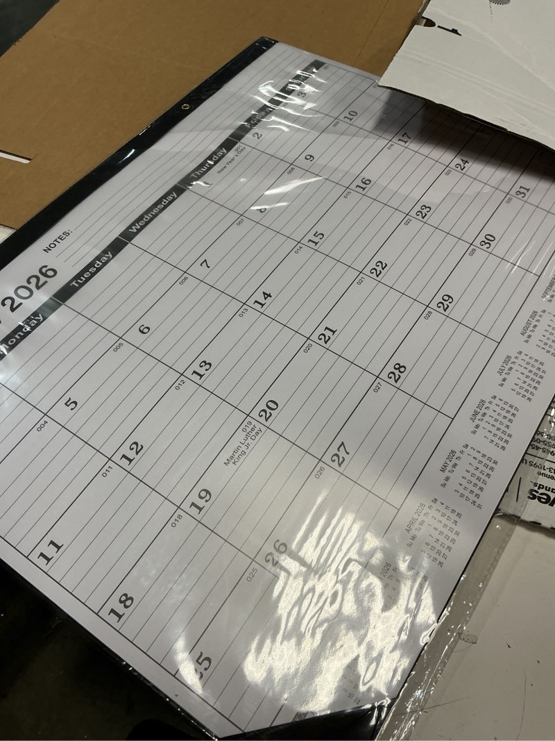 Condition photo showing New/Like New for Desk Calendar 2026, Desk Calendar 2026 Large 22 x17(January 2026 - June 2027),2026 Calendar,Classic Black,Large Calendar 2026-2027 with Plastic Cover(2 PACK) JAN-2PCS
