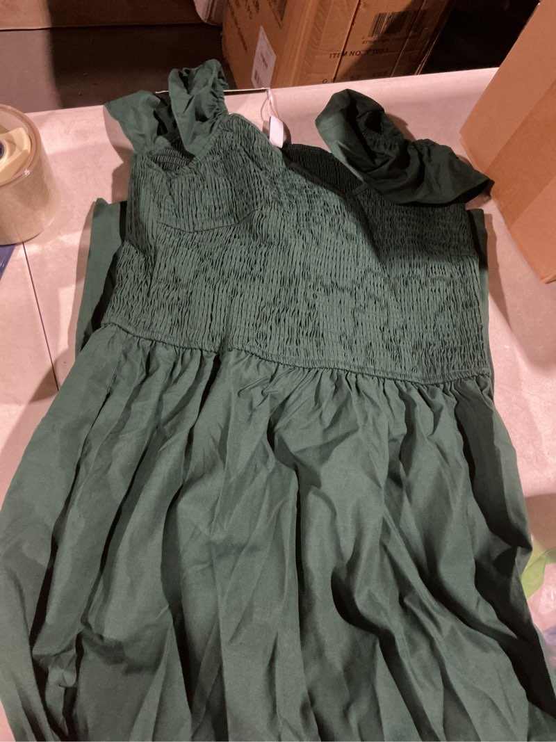 Condition photo showing Good Condition for PRETTYGARDEN Women's 2026 Summer Casual Maxi Dresses Cap Sleeve V Neck Smocked Long Pockets Party Sundress Vacation Outfits Green Medium