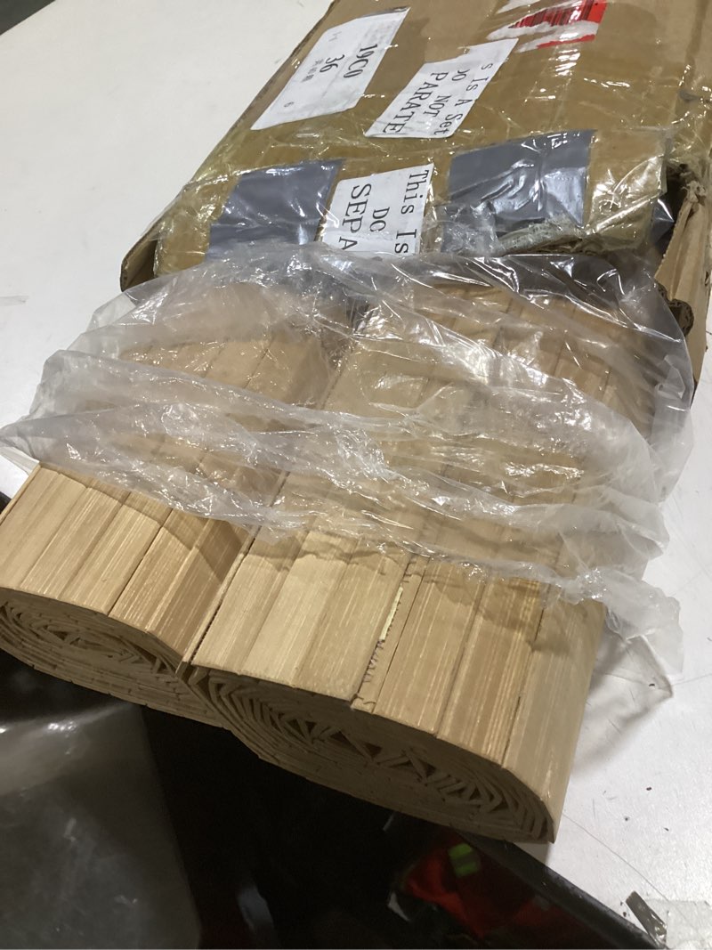 Condition photo showing Good Condition for art3d 48 x 96 inch natural bamboo wall panel for interior wall decor, flexible pole wrap wainscoting wall cladding paneling for living room, bedroom, office, kitchen island, 2-pack, light-carbonized 2-48" x 96" light-carbonized